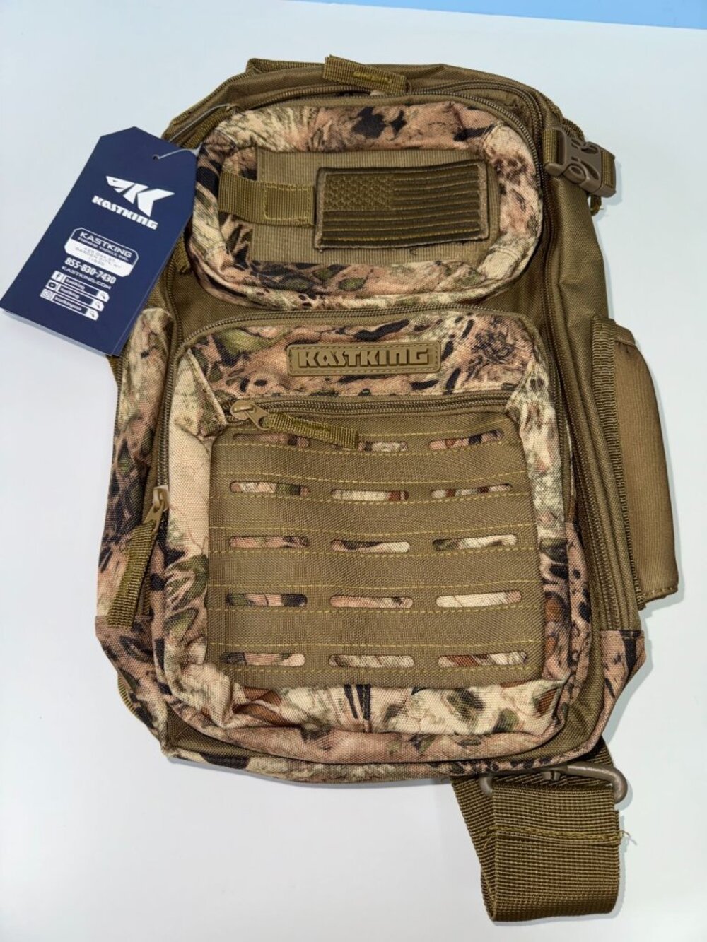 KastKing Camo Tactical Sling Bag With Adjustable Straps Multiple Compartments &